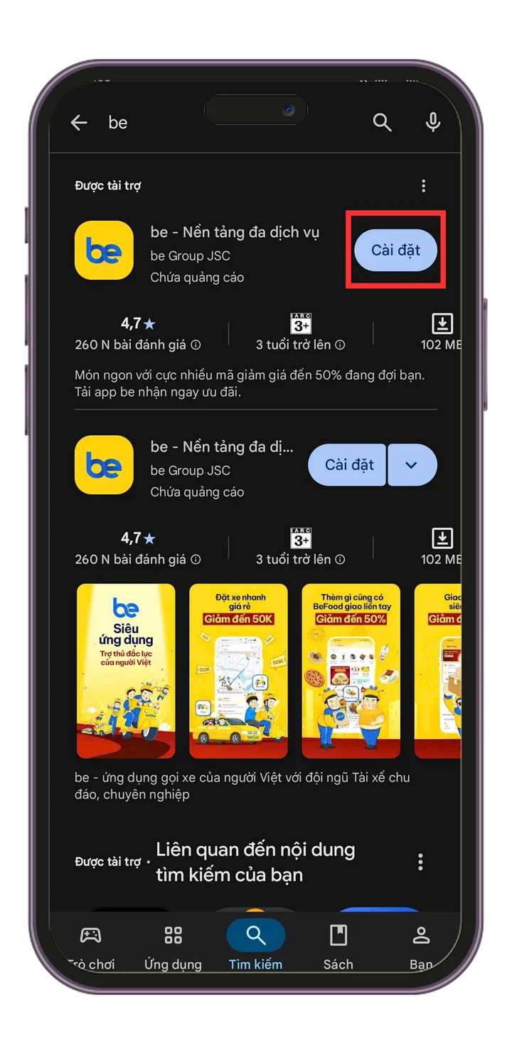 Bước 1 — Tải ứng dụng be