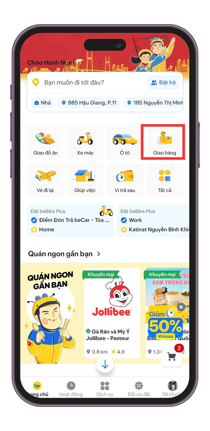 Bước 2 — Mở beDelivery