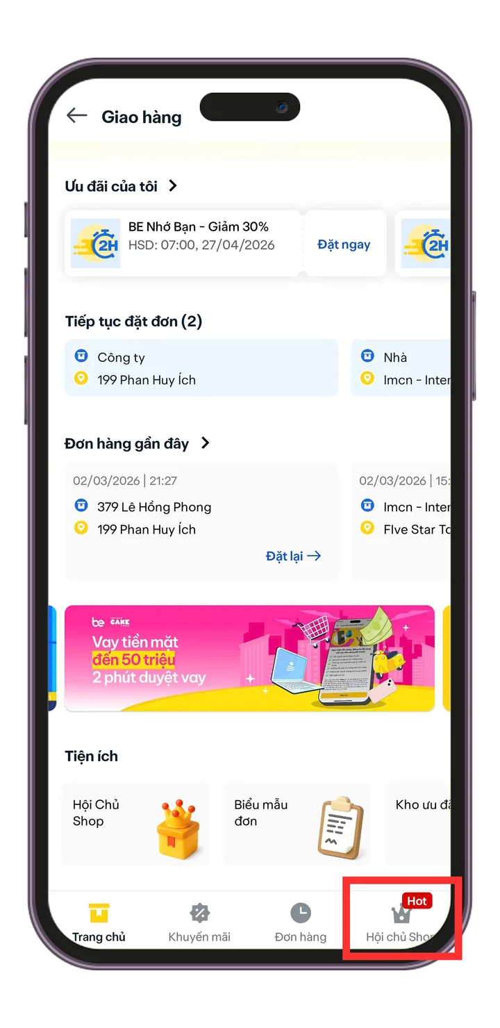 Bước 3 — Truy cập hội chủ shop