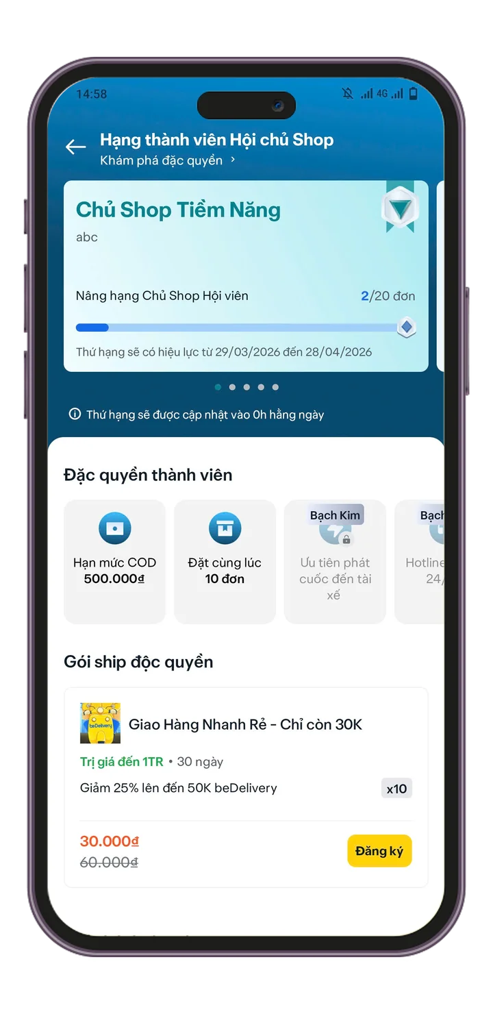 Bước 4 — Cập nhật hồ sơ hội chủ shop